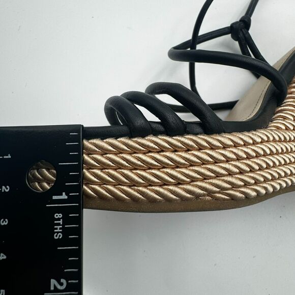 MARC FISHER | Women's 8 Strappy Black Boho Vegan Woven Wedge Zarah Sandals - Picture 10 of 10